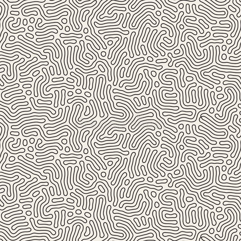 Vector Seamless Black And White Coral Organic Line Texture Pattern Abstract Background. Vector Seamless Black And White Coral Organic Line Texture Pattern Abstract Background