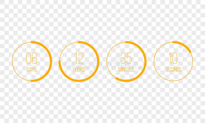 Vector countdown clock counter timer. UI digital count down circle board meter with circle time pie diagram royalty free illustration