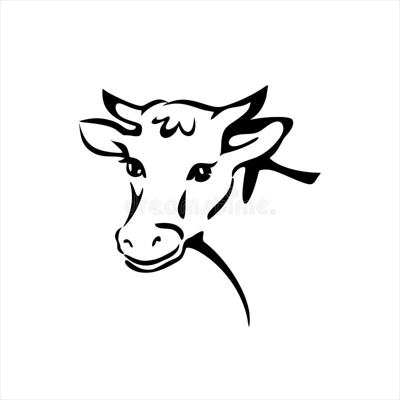 Vector of Cow Head. Cow Icon Vector. Cow Icon Black on White Background