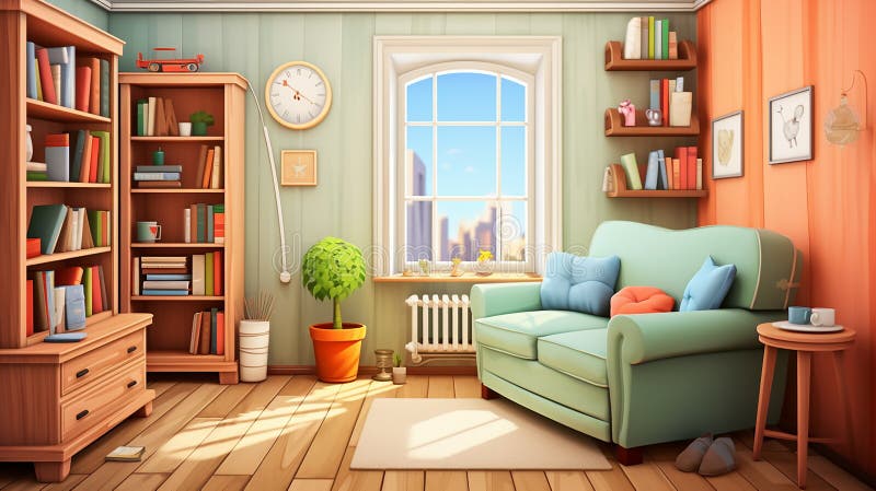 Vector cozy room interior stock illustration