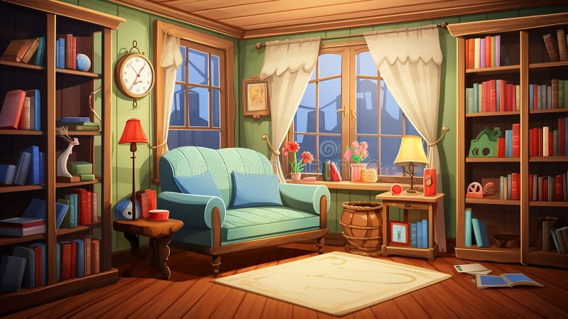 Vector cozy room interior vector illustration