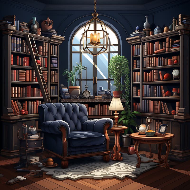 Vector cozy room interior stock illustration