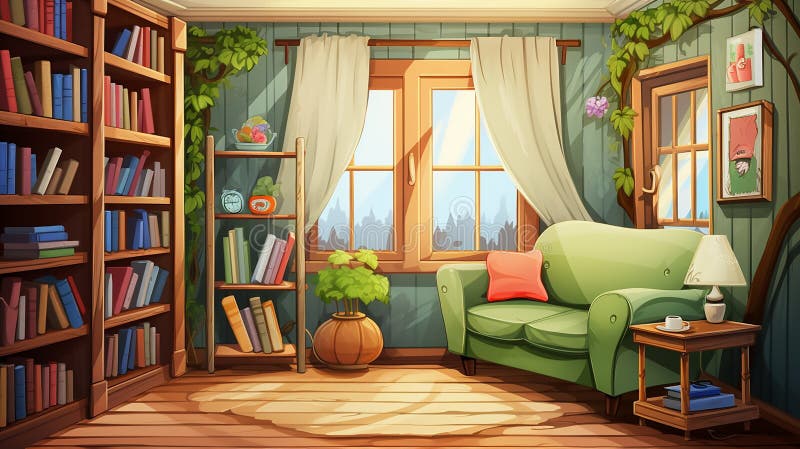 Vector cozy room interior vector illustration