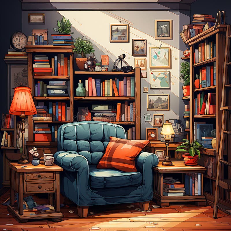 Vector cozy room interior royalty free illustration
