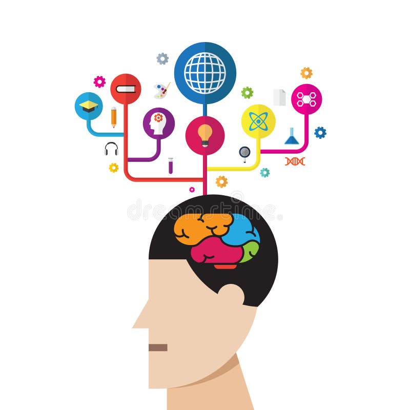 Vector Creative Brain Thinking Business And Education Concept Stock