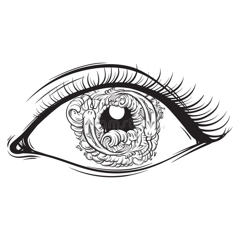 Download Vector Creative Illustration Of Eyes With Fish And Waves ...
