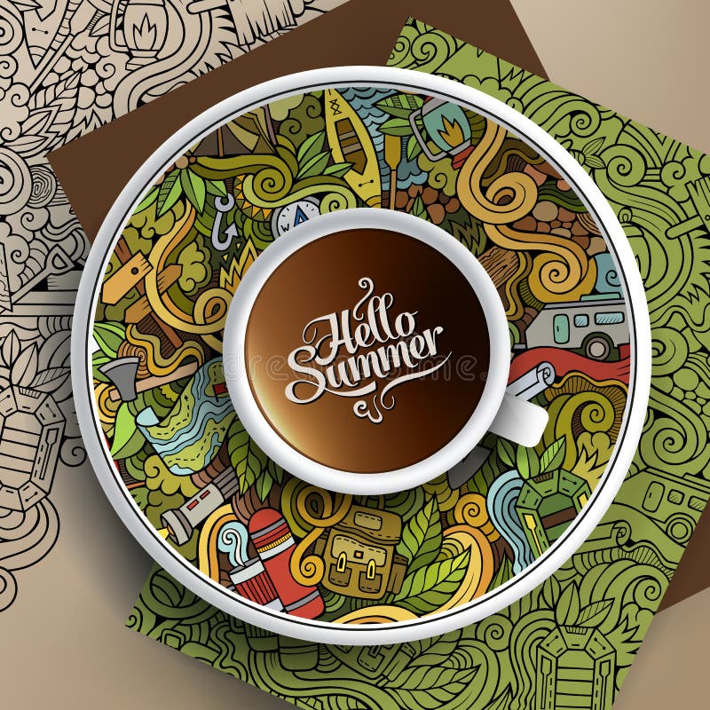 Download Vector Cup Of Coffee Camp Doodle Stock Vector ...