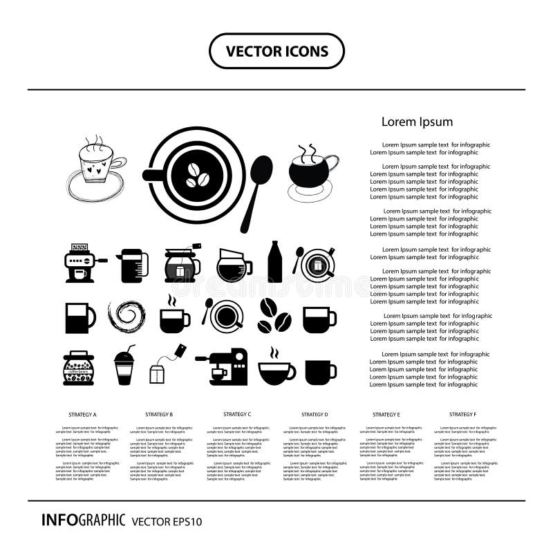 Coffee Info Background Menu. Beverages Types and Stock Vector