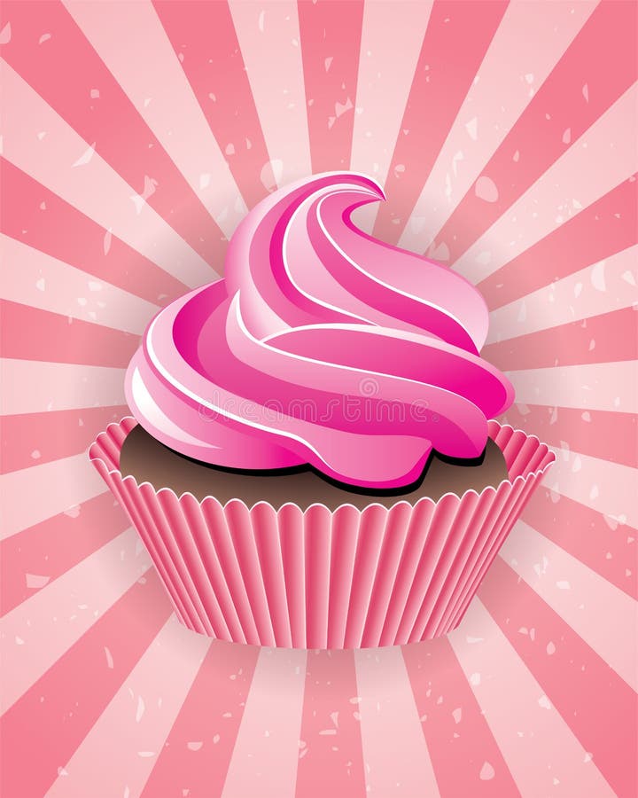 Vector Cupcake On Retro Background Stock Vector - Illustration of ...