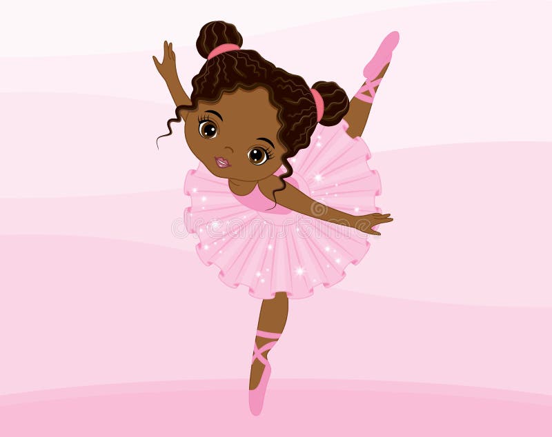 ADORABLE AFRICAN AMERICAN BALLERINA LITTLE BABY GIRL BLACK DANCER PINK BOW TUTU