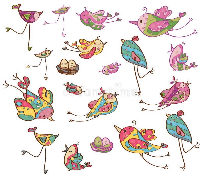 Vector cute birds.