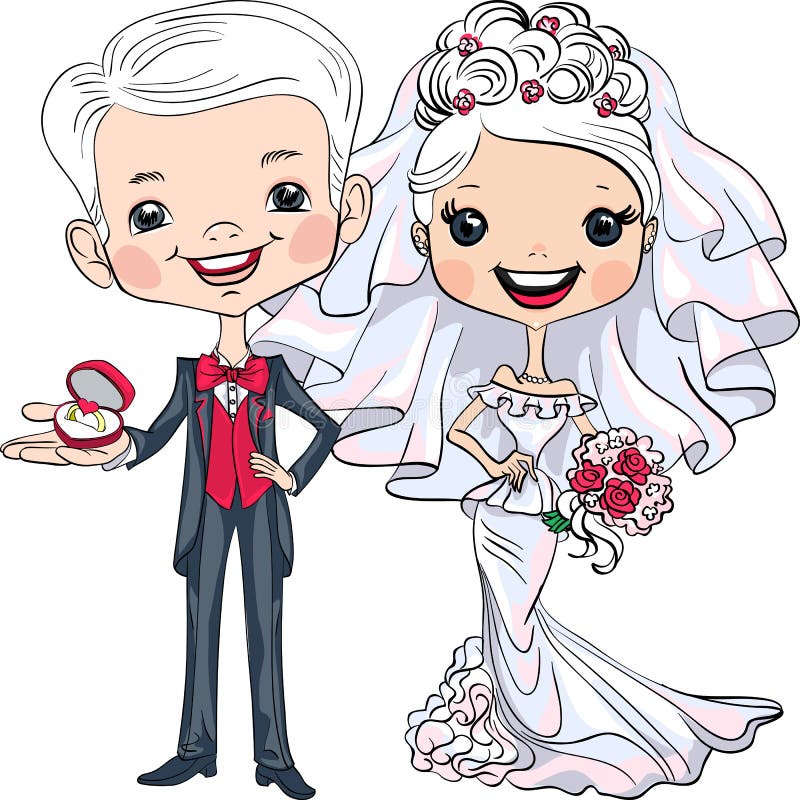 Vector Cute bride and groom stock illustration Vector Cute bride and groom stock illustration