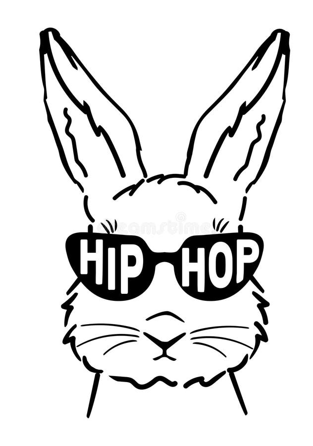 Vector Cute Bunny with Hip Hop sunglasses. vector illustration