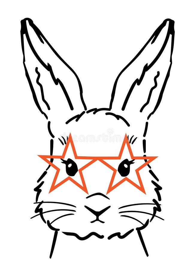 Vector Cute Bunny with star glasses. royalty free illustration
