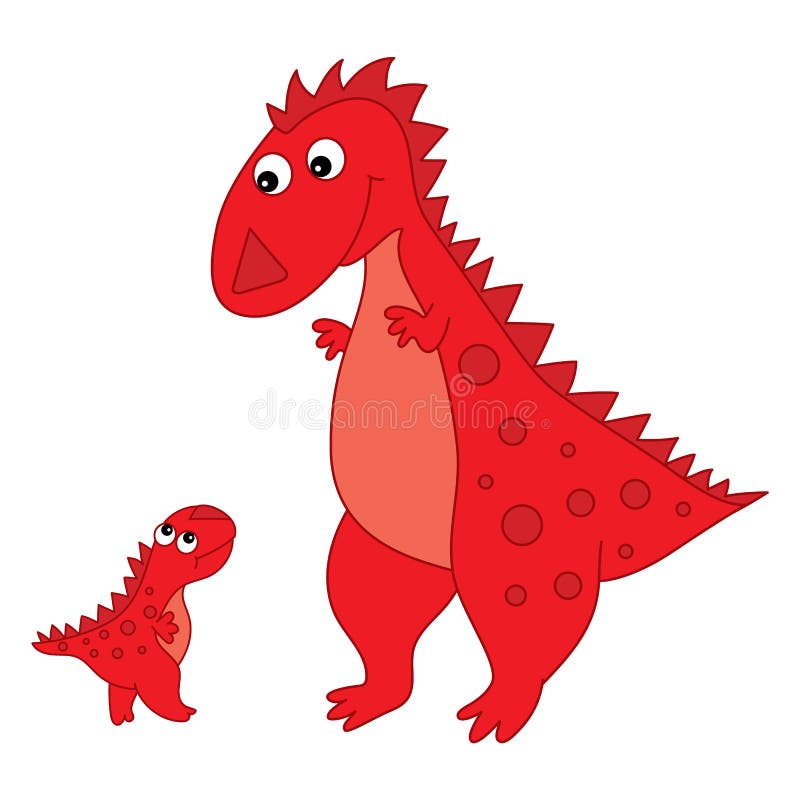 Vector Cute Cartoon Dinosaur with Baby Stock Vector - Illustration of huge,  giant: 103901802