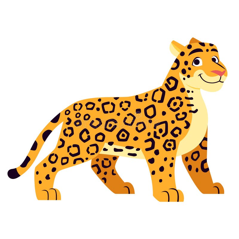 Vector Cute Cartoon Exotic Jaguar Illustration Isolated Stock Vector ...