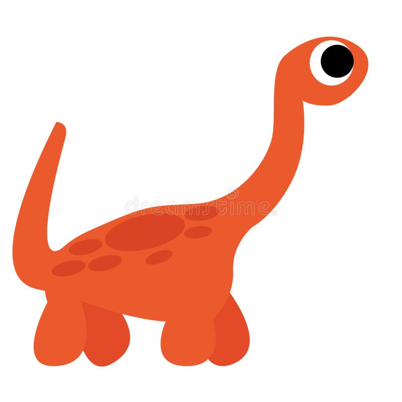 A Vector Cute Cartoon Orange Dinosaur Isolated Stock Vector