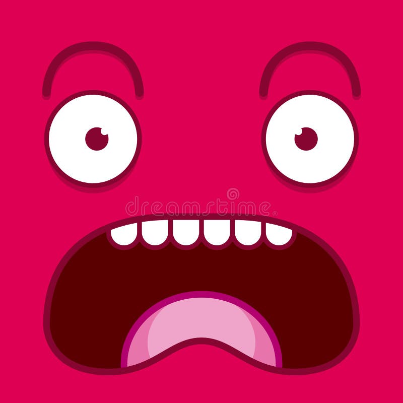 A Vector Cute Cartoon Pink Screaming Face Stock Illustration