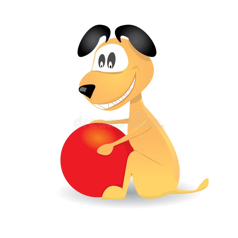 Vector Cute Dog Playing with Red Ball Stock Vector Illustration of