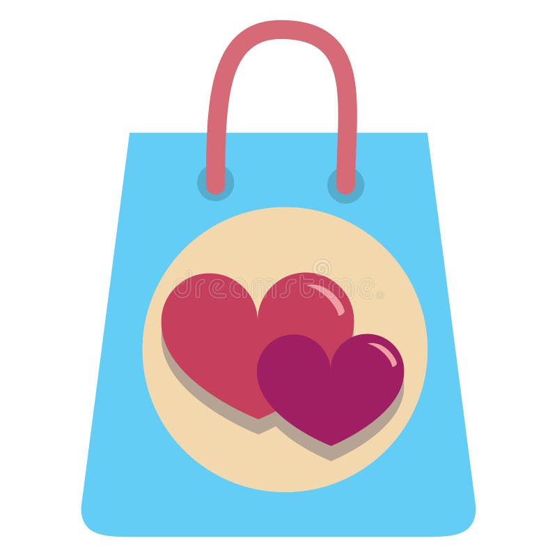 Cute Kawaii Shopping Bag Colorful Isolated Stock Illustration