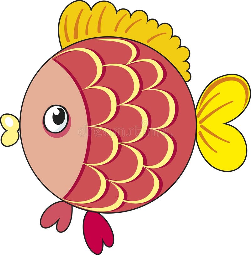 Vector Cute Pink Sea Fish, Aquarium Cartoon Fish for Print