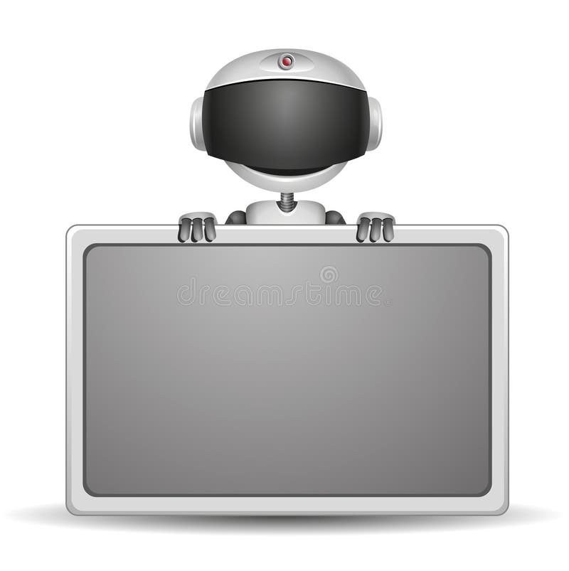Vector cute robot with board royalty free illustration
