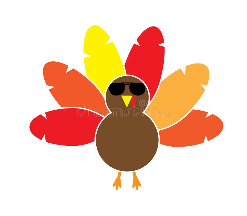 Vector Cute Turkey in sunglasses royalty free illustration