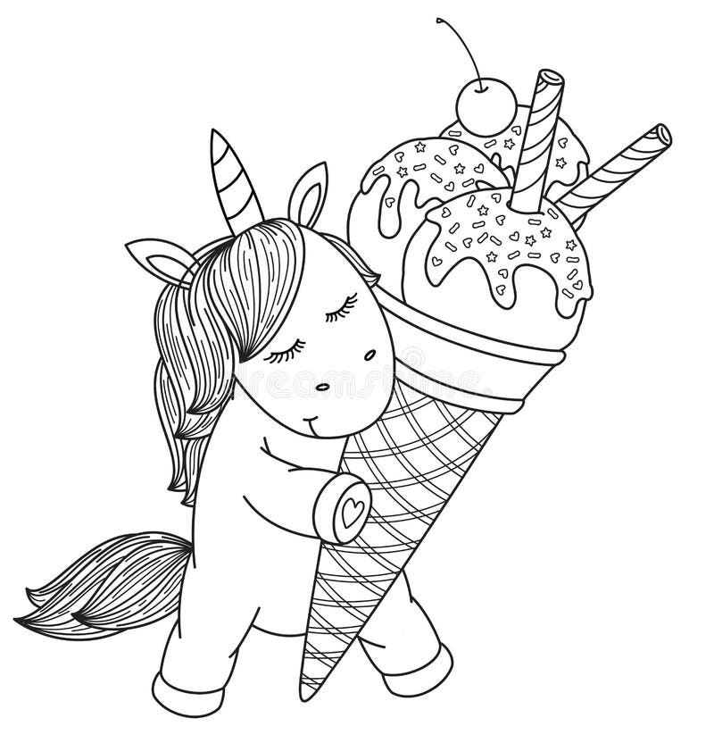 Unicorn Ice Cream Coloring Pages / Ice Cream Sundae Drawing at