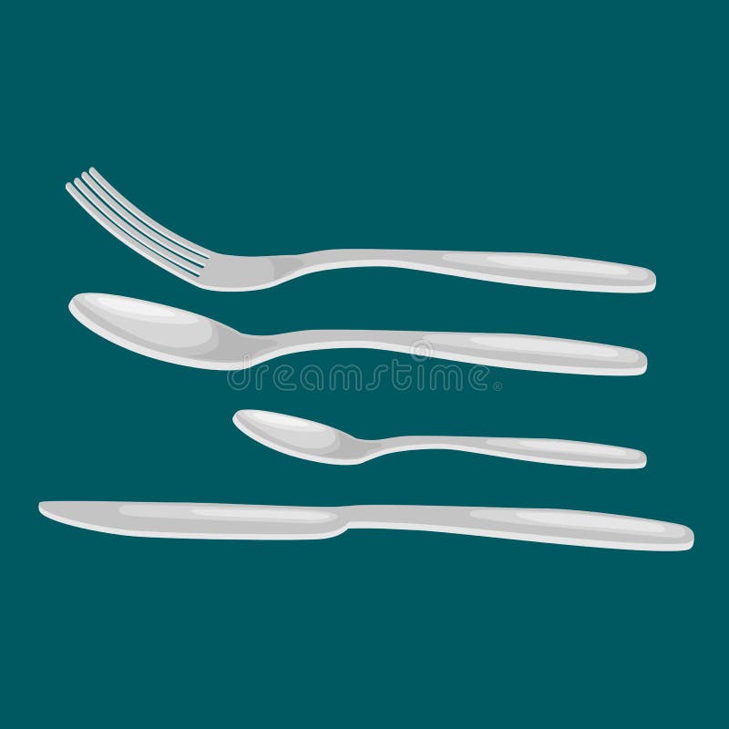 Vector Cutlery Set of Silver or Plastic Forks Spoons and Knifes