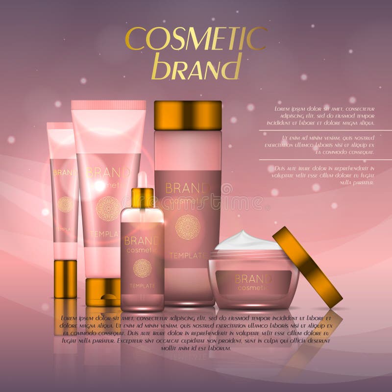 Vector 3D Cosmetic Illustration on a Soft Light Background with Flare