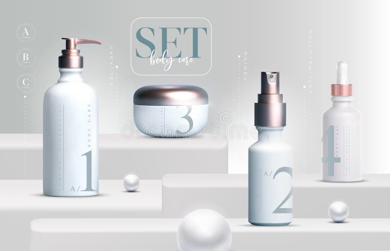 Premium Vector  A set of bottles and tubes of cosmetics jars for