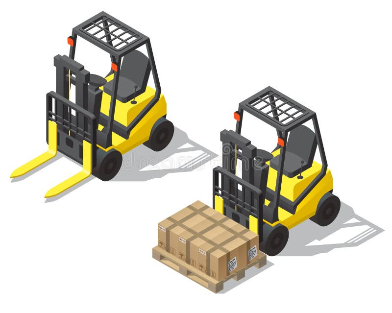 Vector 3d isometrische vorkheftruck voor opslag, pakhuis royalty-vrije illustratie Vector 3d isometrische vorkheftruck voor opslag, pakhuis royalty-vrije illustratie