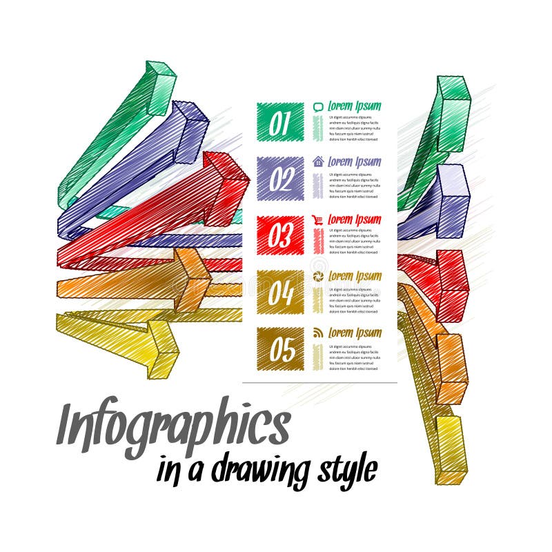 Conceitos de negócio com setas de linha 3D vetoriais com ícones ilustração do vetor