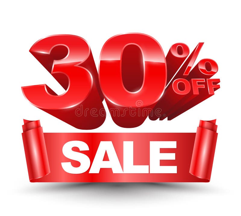 Vector 3d 30 Percent Off Red Stock Vector - Illustration of promotion