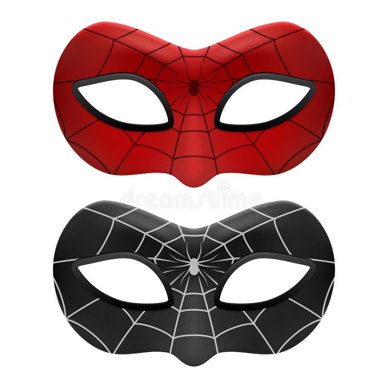 Vector 3d Reaistic Superhero Spider Mask Icon Set Isolated. Vector ...