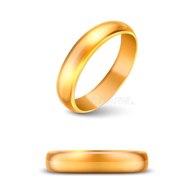 Vector 3d Realistic Gold Metal Wedding Ring Icon Set Closeup Isolated ...