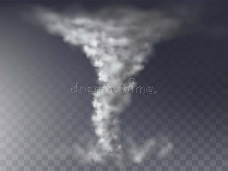 Vector 3d realistic tornado, grey hurricane, storm