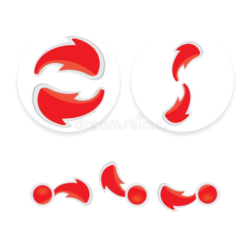 Vector 3d Red Glossy Glass Arrows Design Elements Stock Illustration