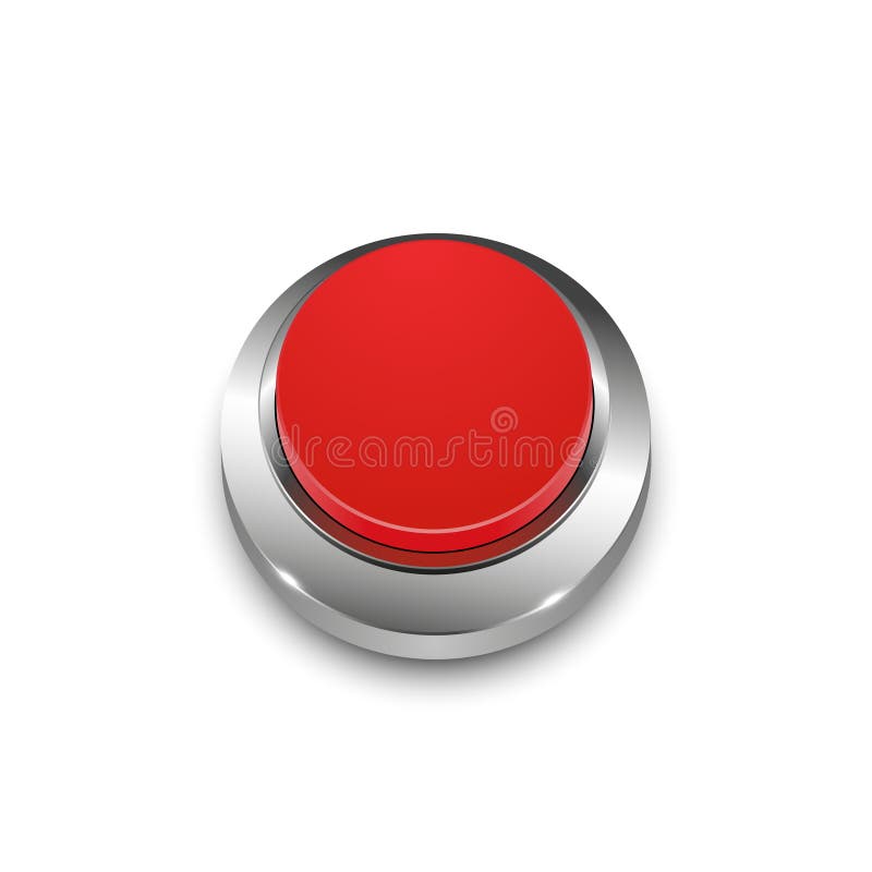 Vector 3d round red web button with metal frame