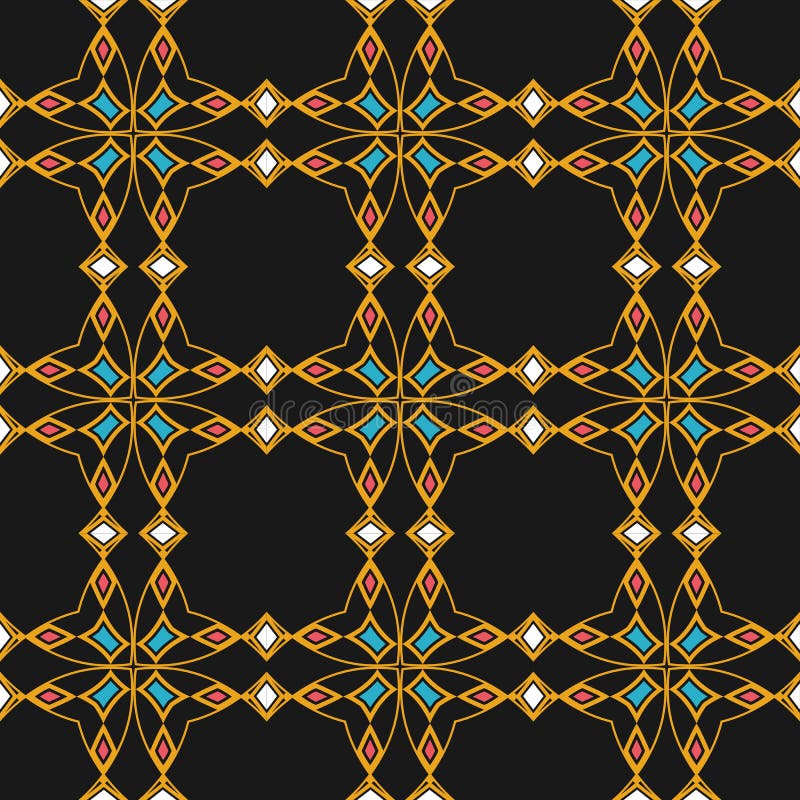 Vector damask seamless pattern background curve polygon cross go vector illustration Vector damask seamless pattern background curve polygon cross go vector illustration