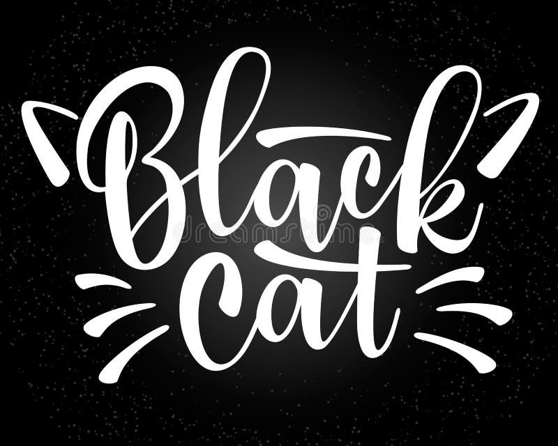 Vector das Beschriften der schwarzen Katze mit den netten Katzenbärten stock abbildung Vector das Beschriften der schwarzen Katze mit den netten Katzenbärten stock abbildung