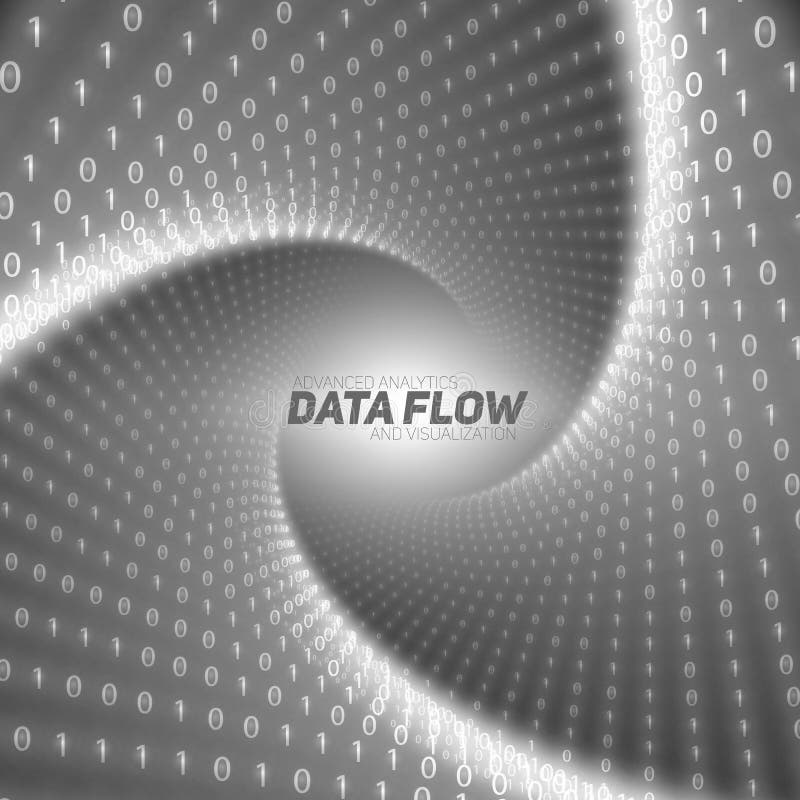 Vector Data Flow Visualization. Black Flow of Big Data As Binary