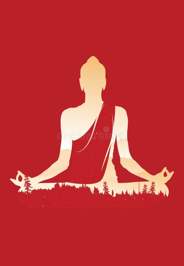 Vector de Buda, Buda abstracto en fondo rojo, Buda y naturaleza, fondo de la meditación ilustración del vector Vector de Buda, Buda abstracto en fondo rojo, Buda y naturaleza, fondo de la meditación ilustración del vector