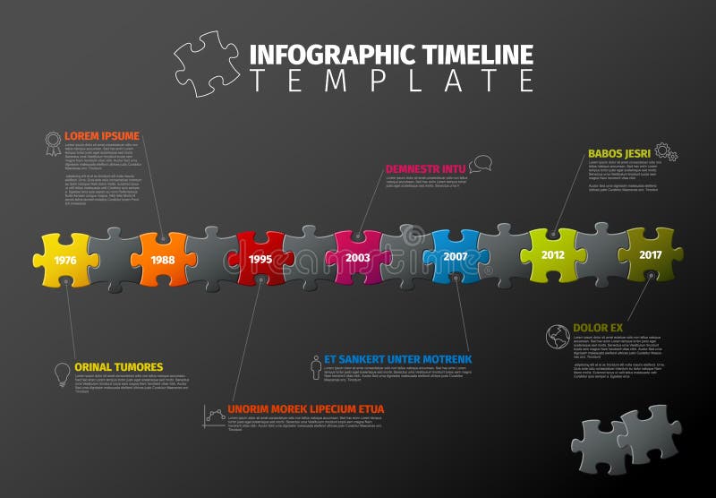 Vector de chronologiemalplaatje van raadselinfographic stock illustratie Vector de chronologiemalplaatje van raadselinfographic stock illustratie