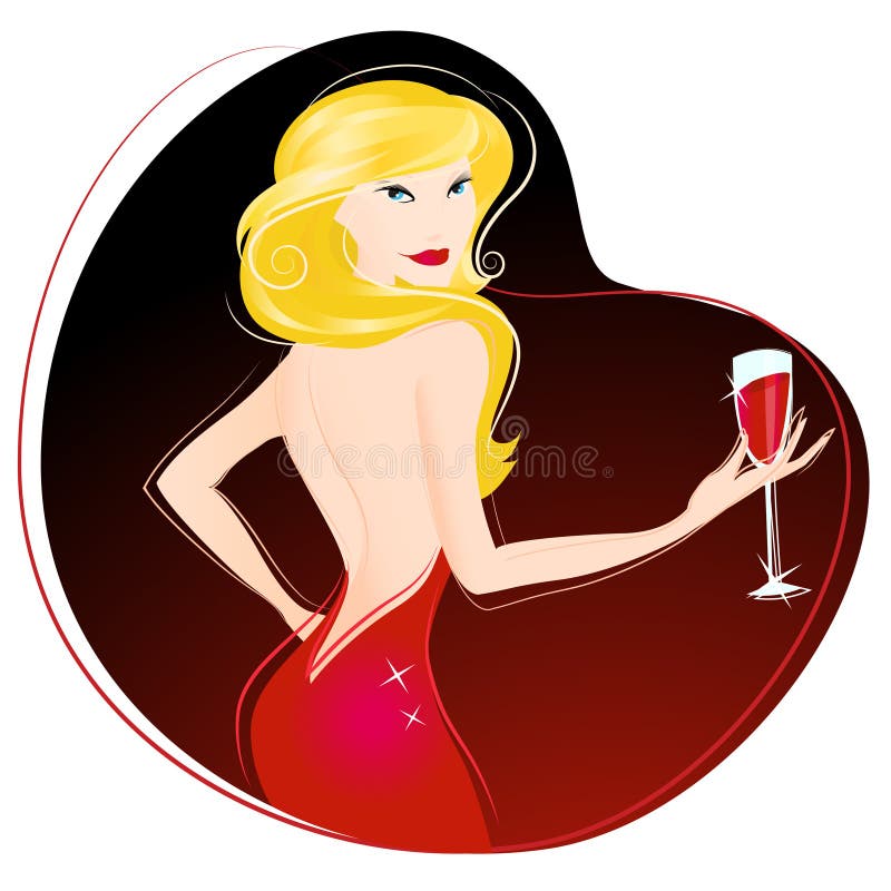 Vector de consumición del vino de la mujer ilustración del vector Vector de consumición del vino de la mujer ilustración del vector