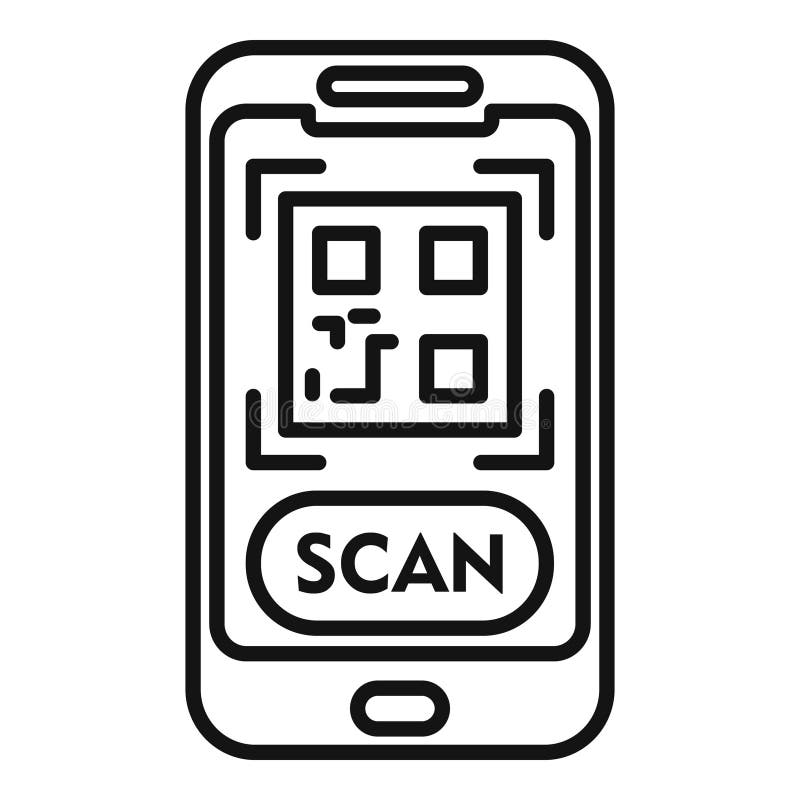 Vector de esquema de código qr del teléfono de exploración. aplicación inteligente ilustración del vector