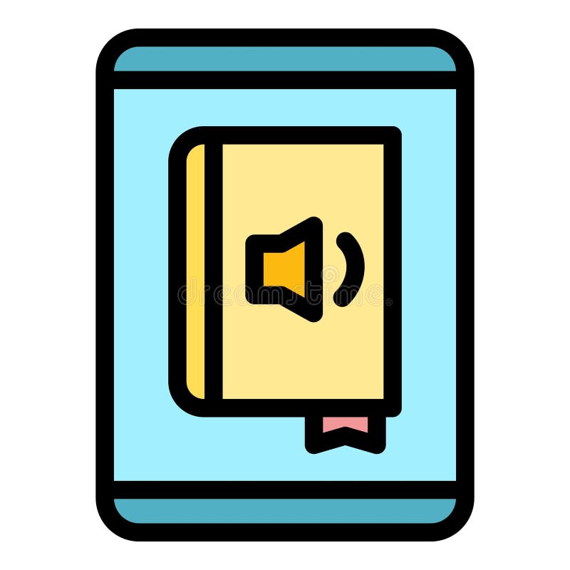 Vector de icono del libro de audio digital. Vector de contorno de icono del libro de audio digital. estudio en línea. plano de color para medios móviles