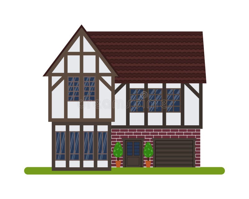 Estilo inglés de Tudor ilustración del vector. Ilustración de estuco