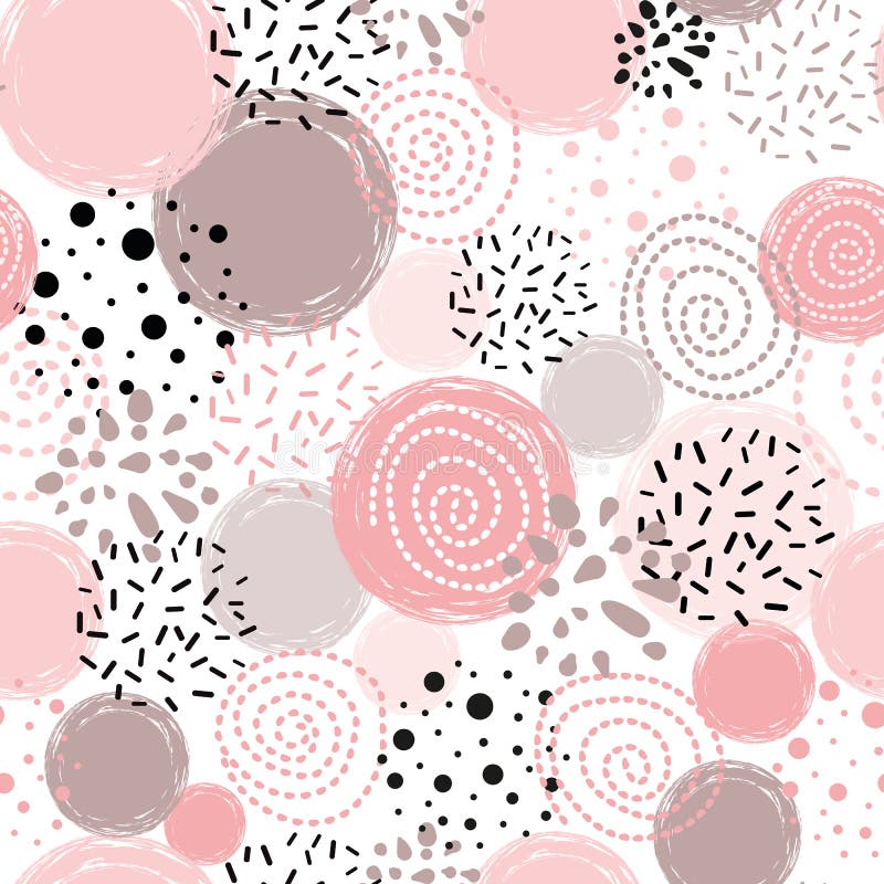 Vector de la mano rosada del extracto del lunar del modelo el fondo dibujado adornado ornamento inconsútil de las formas redondas stock de ilustración Vector de la mano rosada del extracto del lunar del modelo el fondo dibujado adornado ornamento inconsútil de las formas redondas stock de ilustración