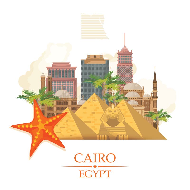 Vector de la publicidad de Egipto Estilo moderno Recepción a Egipto Iconos tradicionales egipcios en diseño plano Bandera del día stock de ilustración Vector de la publicidad de Egipto Estilo moderno Recepción a Egipto Iconos tradicionales egipcios en diseño plano Bandera del día stock de ilustración